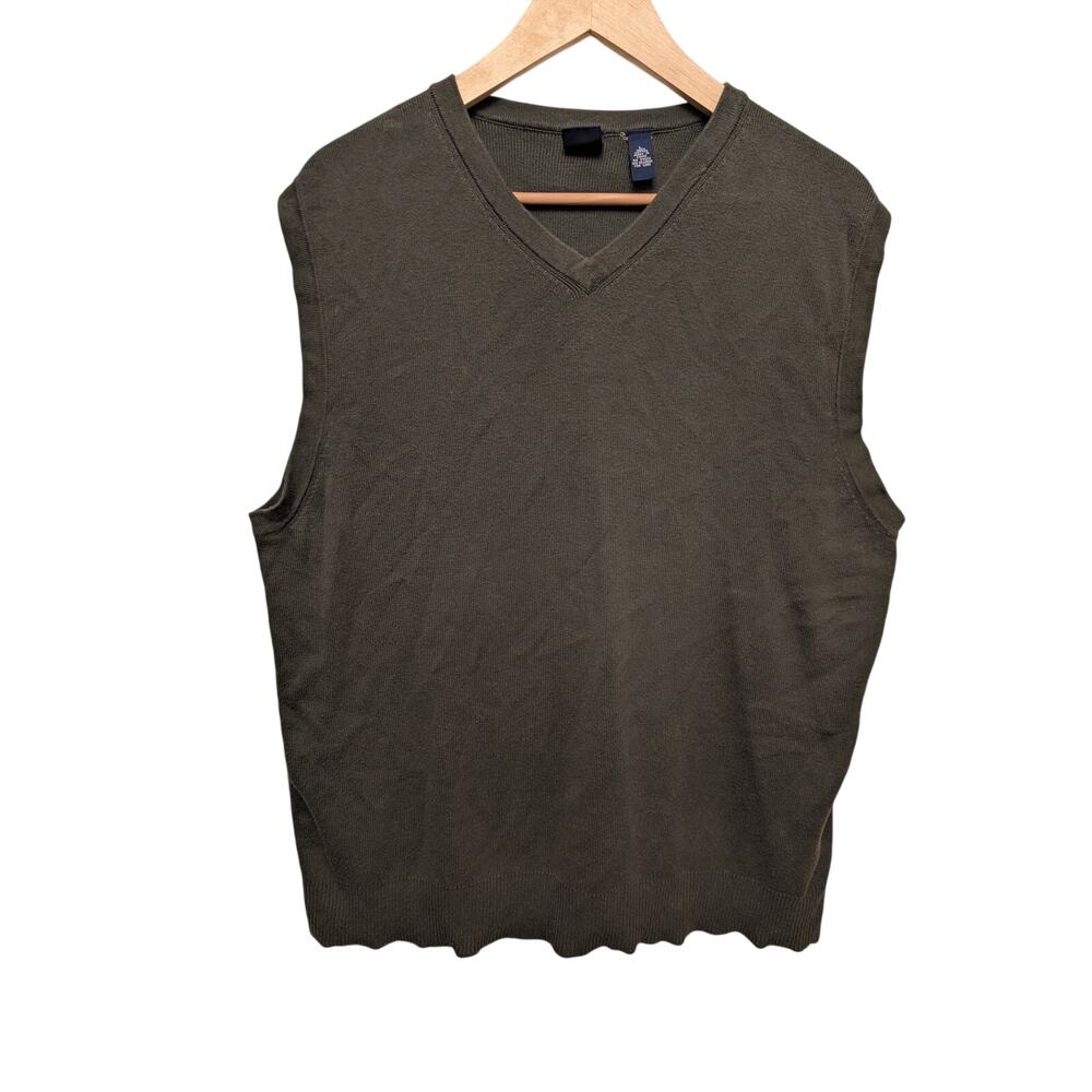 Vintage‎ GAP Sweater Vest 100% Cotton Oversized Y2K 90s Streetwear Neutral Green